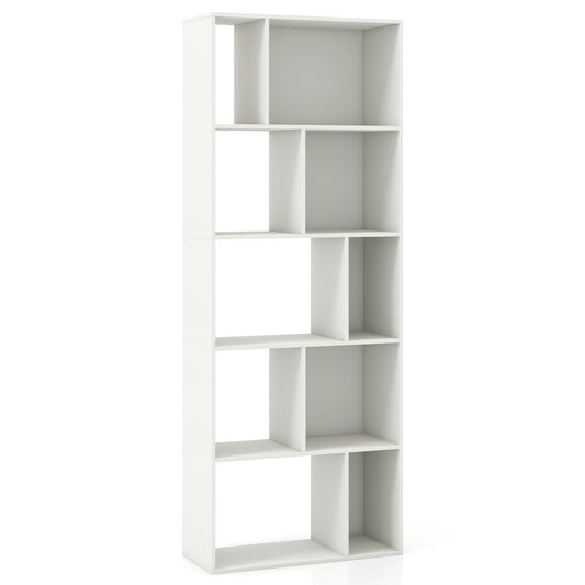 63 Inch 5-Tier Geometric 10-Cube Bookshelf, White Bookcases White at Gallery Canada
