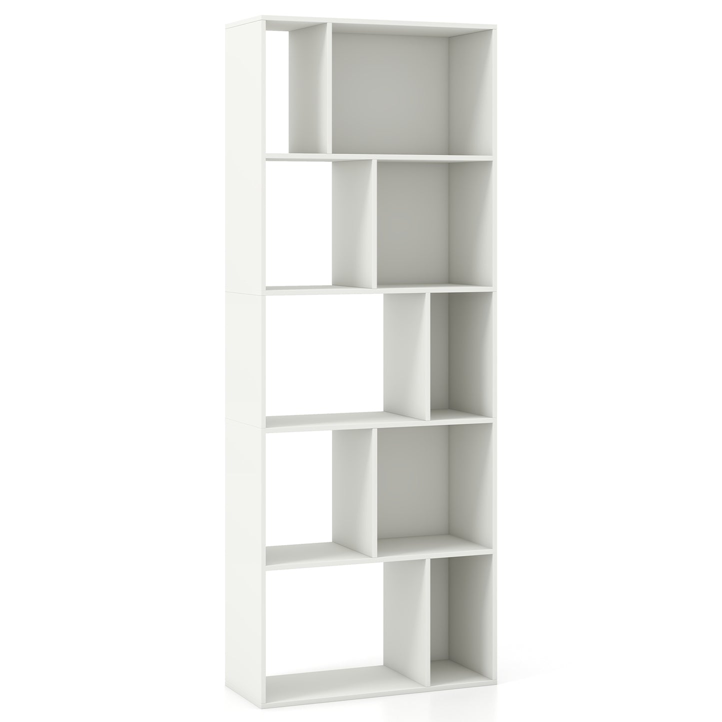 63 Inch 5-Tier Geometric 10-Cube Bookshelf Tall Bookcase, White Bookcases at Gallery Canada