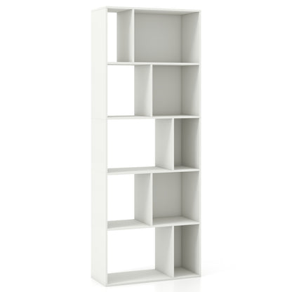 63 Inch 5-Tier Geometric 10-Cube Bookshelf Tall Bookcase, White Bookcases at Gallery Canada