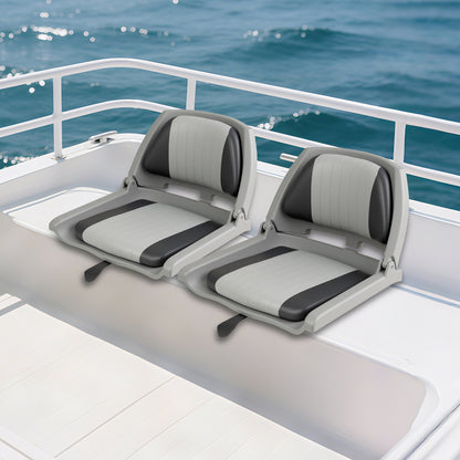 Boat Seat Folding Low Back Boat Chair with Marine-Grade PVC, Gray Water Sports at Gallery Canada