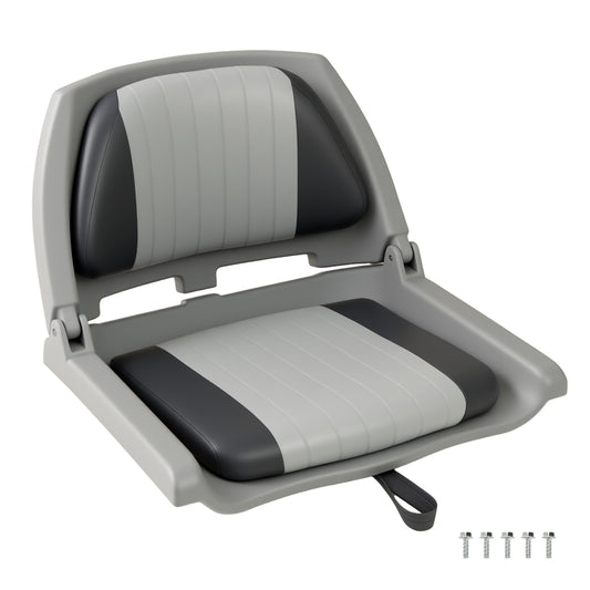 Boat Seat Folding Low Back Boat Chair with Marine-Grade PVC, Gray Water Sports Gray at Gallery Canada