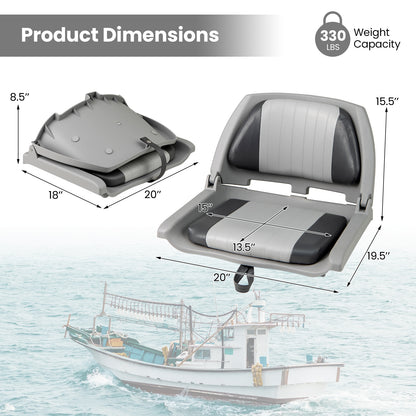 Boat Seat Folding Low Back Boat Chair with Marine-Grade PVC, Gray Water Sports at Gallery Canada