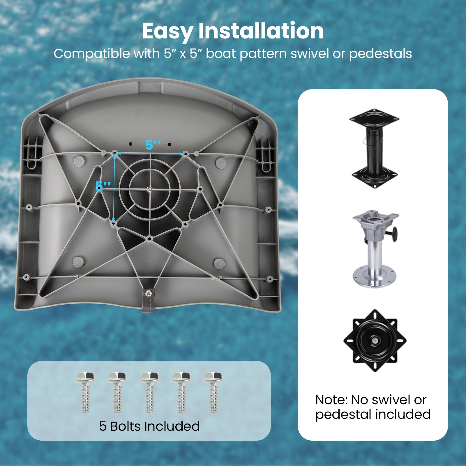 Boat Seat Folding Low Back Boat Chair with Marine-Grade PVC, Gray Water Sports at Gallery Canada