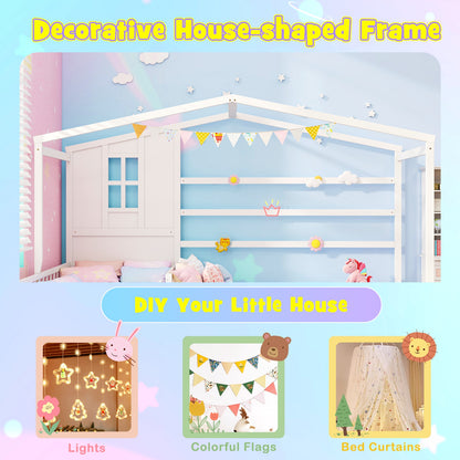 L-shaped Double Twin Beds House Platform Beds with Fences Corner Bed Frame, White Simple Bed Frame at Gallery Canada