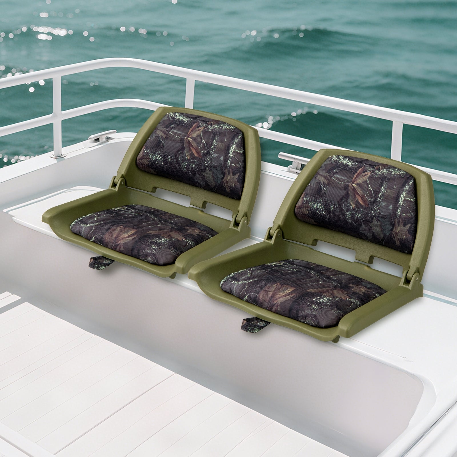 Boat Seat Folding Low Back Boat Chair with Marine-Grade PVC, Green Water Sports at Gallery Canada