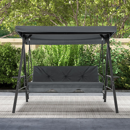 Convertible 3-Seat Swing Chair To Flat Bed, Adjustable Canopy, Gray Porch Swings at Gallery Canada