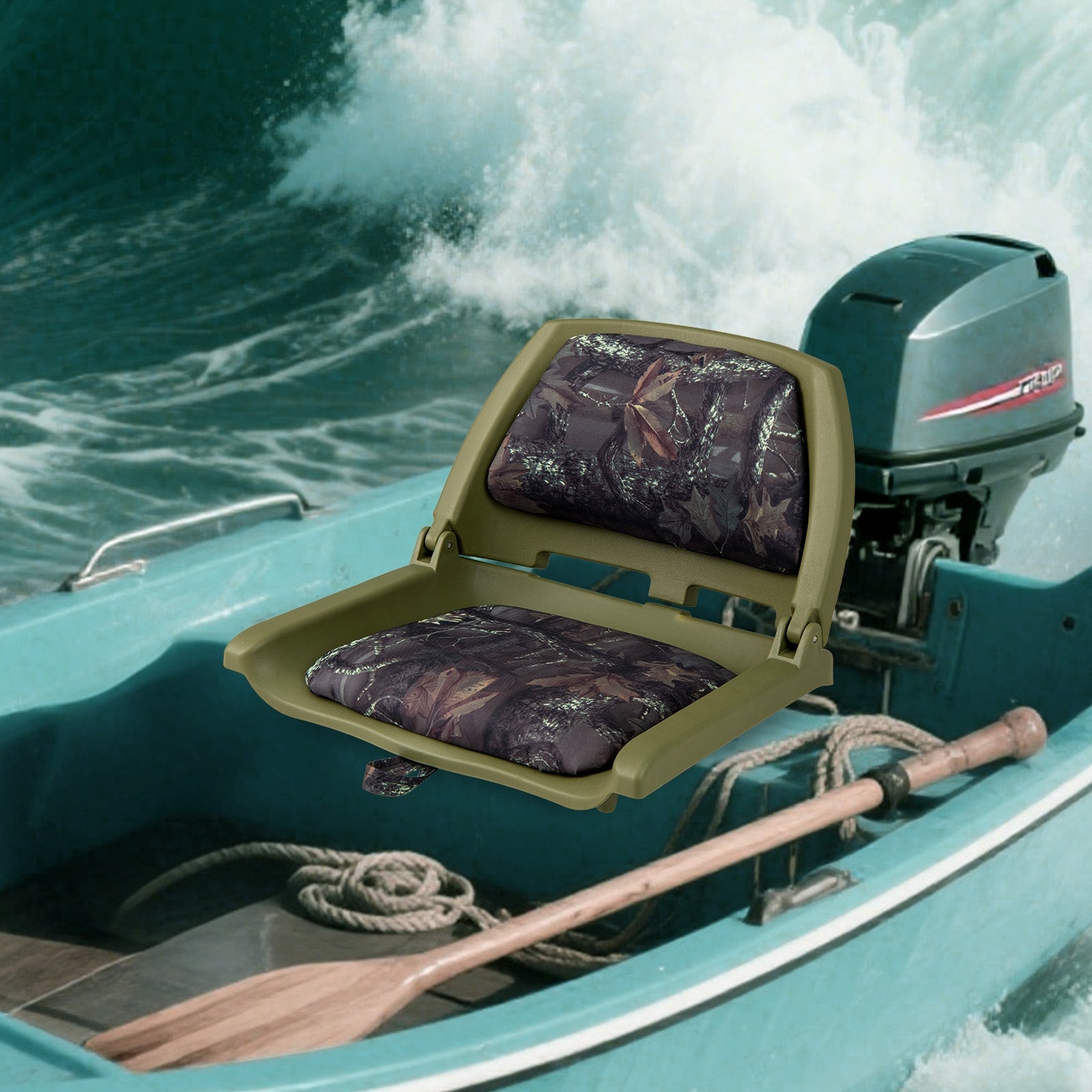 Boat Seat Folding Low Back Boat Chair with Marine-Grade PVC, Green Water Sports at Gallery Canada