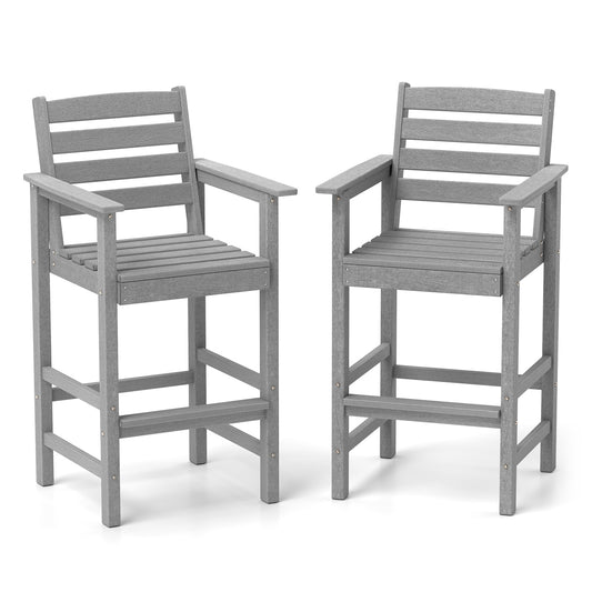 HDPE Adirondack Bar Chairs Set Of 2, Gray