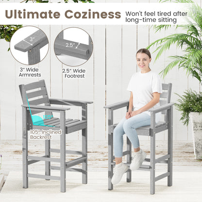Patio HDPE Adirondack Bar Chairs Set of 2 with Wide Armrests, Gray Adirondack Chairs at Gallery Canada