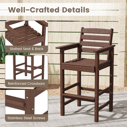 Patio HDPE Adirondack Bar Chairs Set of 2 with Wide Armrests, Brown Adirondack Chairs at Gallery Canada