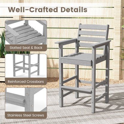 Patio HDPE Adirondack Bar Chairs Set of 2 with Wide Armrests, Gray Adirondack Chairs at Gallery Canada