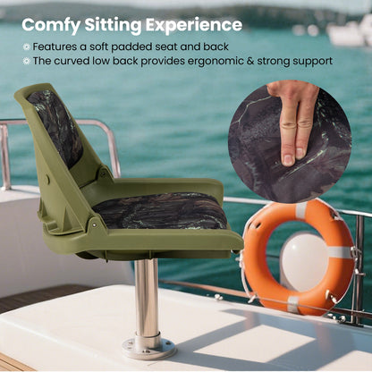 Boat Seat Folding Low Back Boat Chair with Marine-Grade PVC, Green Water Sports at Gallery Canada