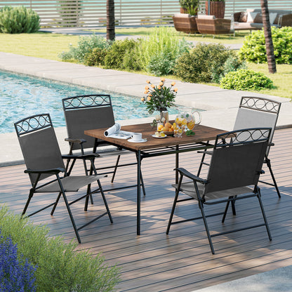 Set of 4 Patio Folding Chairs Set Dining Chairs with Armrests, Gray Patio Dining Chairs at Gallery Canada
