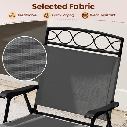 Set of 4 Patio Folding Chairs Set Dining Chairs with Armrests, Gray Patio Dining Chairs at Gallery Canada