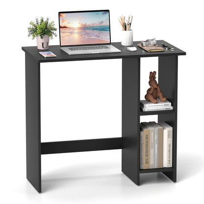 Small Computer Desk With Storage, Adjustable Shelf, Black Writing Desks Black at Gallery Canada