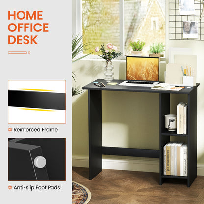Small Computer Desk With Storage, Adjustable Shelf, Black Writing Desks at Gallery Canada