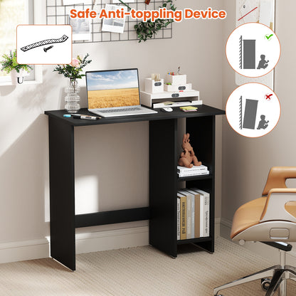 Small Computer Desk With Storage, Adjustable Shelf, Black Writing Desks at Gallery Canada
