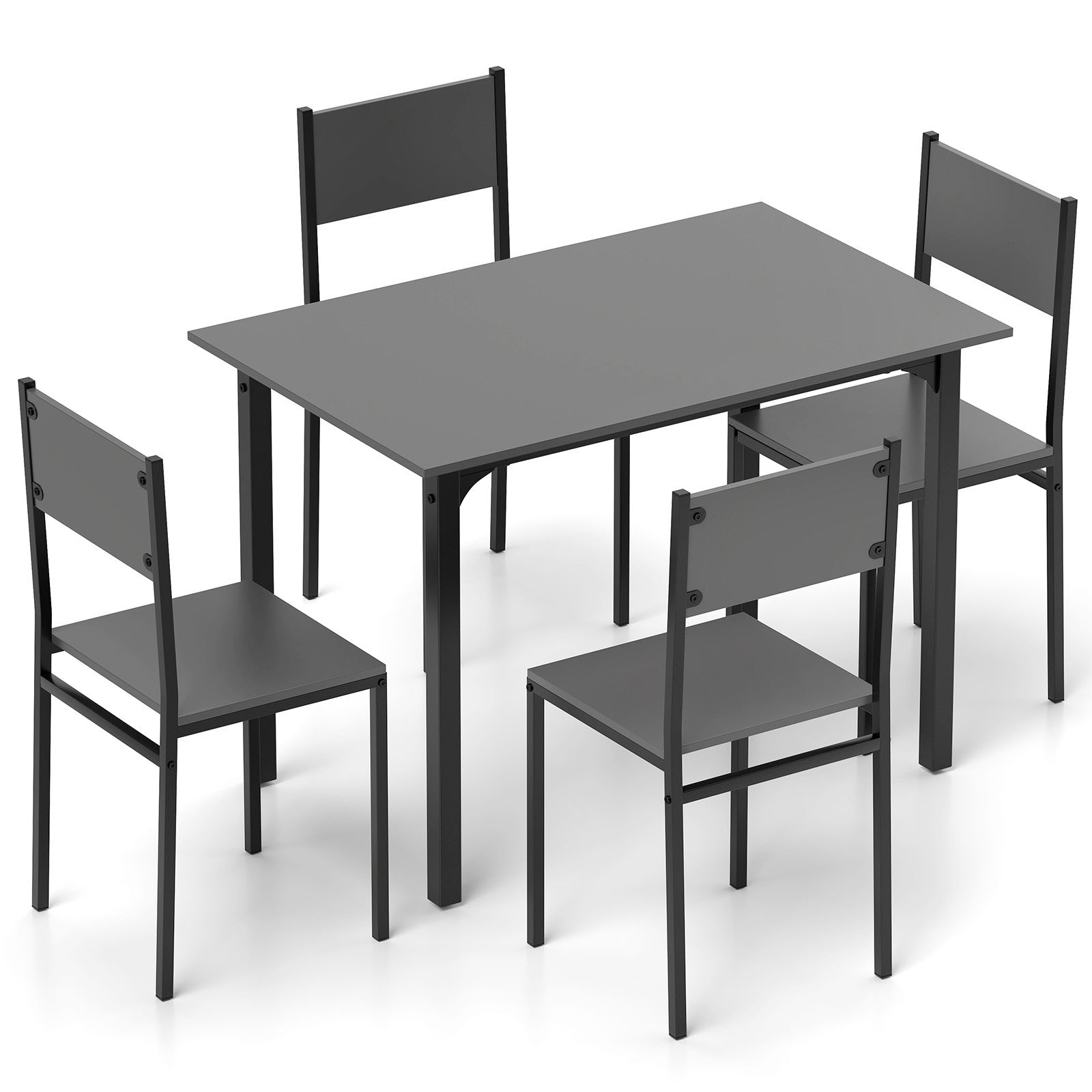 5 Piece Dining Table Set Industrial Style Kitchen Table and Chairs for 4-Grey, Gray Dining Room Sets at Gallery Canada