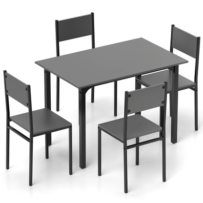 5 Piece Dining Table Set Industrial Style Kitchen Table and Chairs for 4-Grey, Gray Dining Room Sets at Gallery Canada