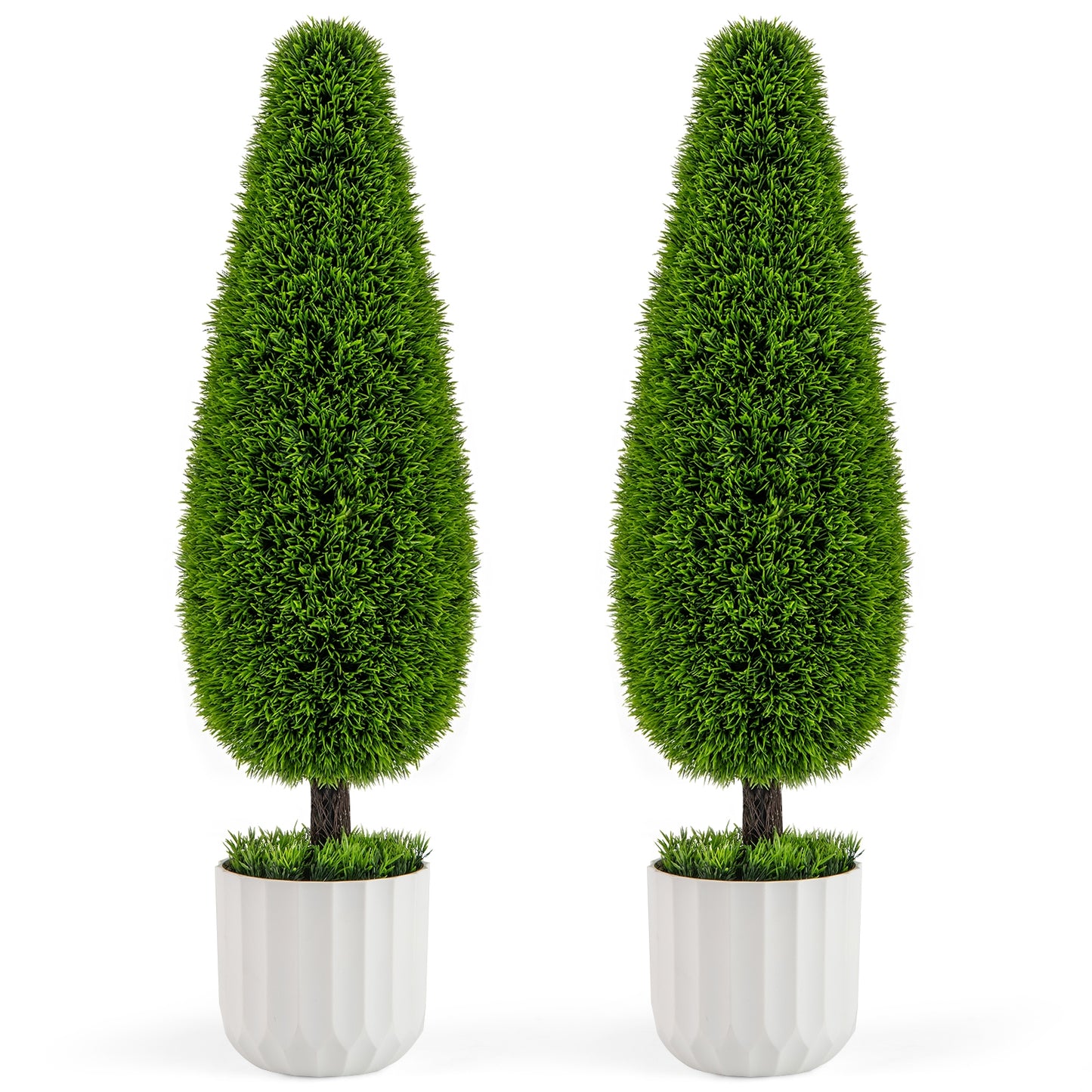 2 Pack 3 Feet Artificial Cedar Teardrop Bush, Plastic Nursery Pot, Green Faux Plants Green at Gallery Canada