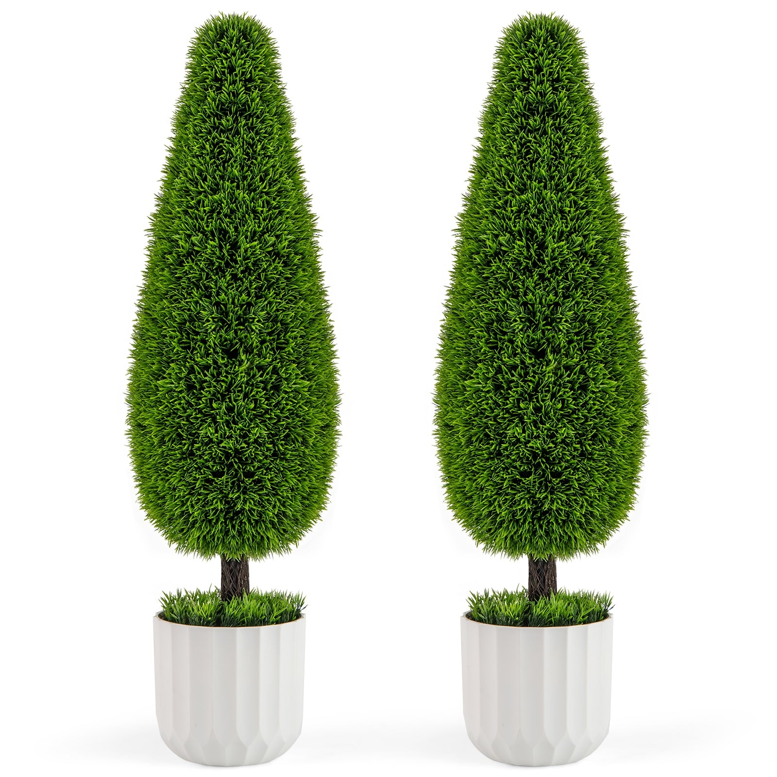 2 Pack 3 Feet Artificial Cedar Teardrop Shaped Bush with Plastic Nursery Pot, Green Faux Plants at Gallery Canada