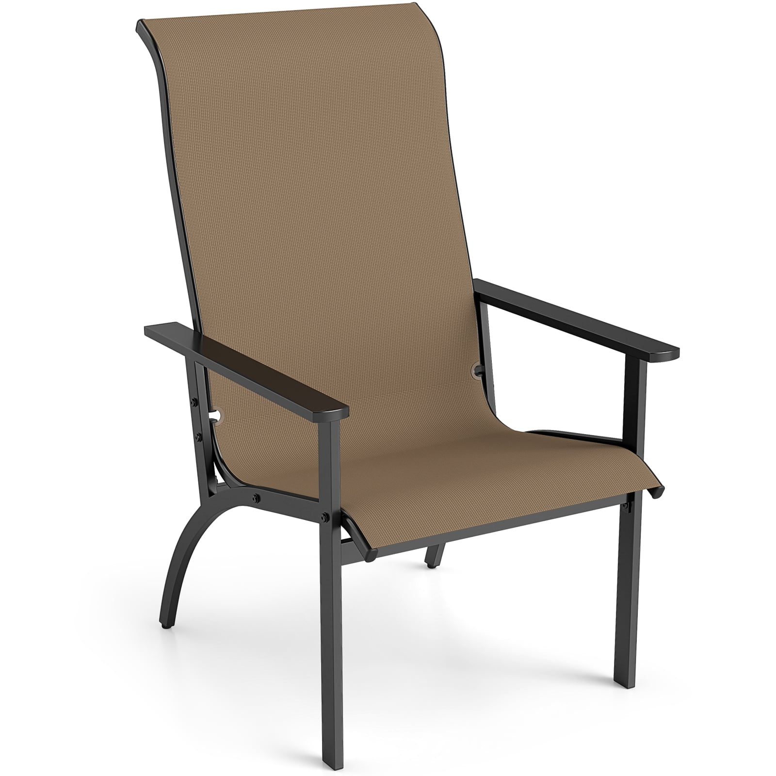 Outdoor Adirondack Chair, High Back Metal Frame, Porch Garden Coffee Adirondack Chairs Coffee at Gallery Canada