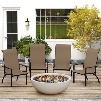 Outdoor Adirondack Chair with High Back and Metal Frame for Porch Garden, Coffee Adirondack Chairs at Gallery Canada