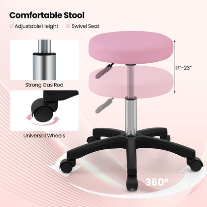 72 Inch Massage Bed with Hydraulic Stool Removable Headrest and Storage Boxes, Pink Spa & Salon at Gallery Canada