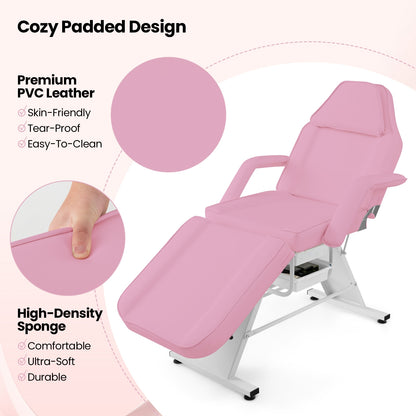 72 Inch Massage Bed with Hydraulic Stool Removable Headrest and Storage Boxes, Pink Spa & Salon at Gallery Canada