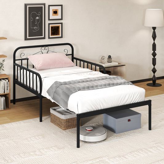 Extendable Metal Daybed To Twin Size, With Guardrails And Armrests, Black Bunk Bed Frame Black at Gallery Canada