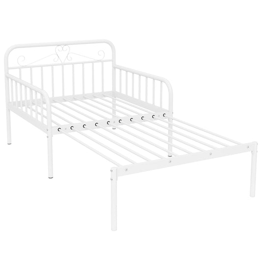 Extendable Metal Daybed to Twin Size Bed with Guardrails and Armrests, White Bunk Bed Frame White at Gallery Canada