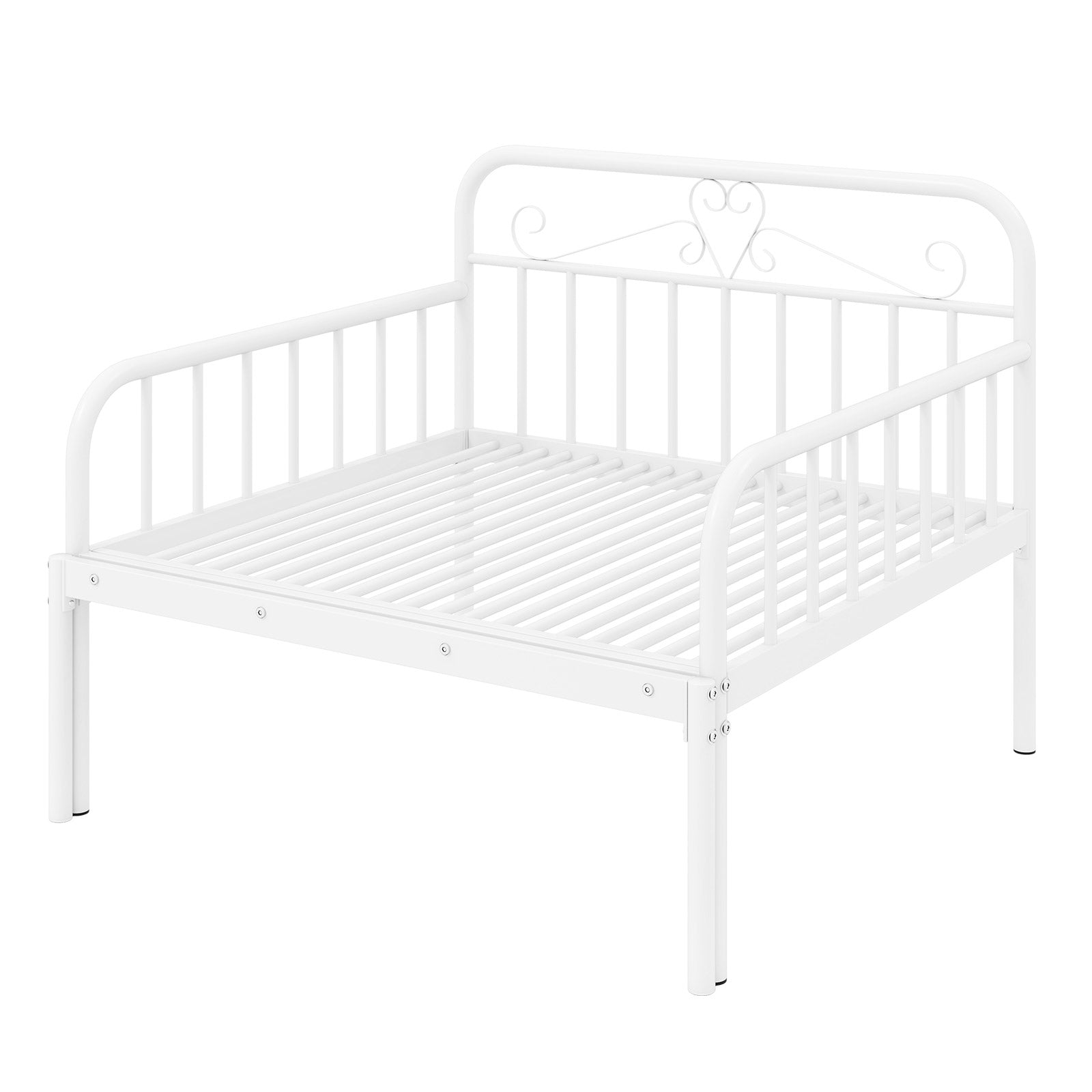 Extendable Metal Daybed to Twin Size Bed with Guardrails and Armrests, White Bunk Bed Frame at Gallery Canada