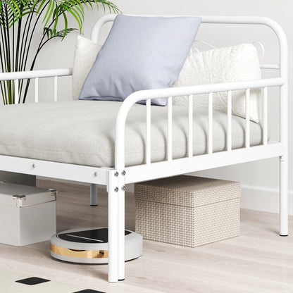 Extendable Metal Daybed to Twin Size Bed with Guardrails and Armrests, White Bunk Bed Frame at Gallery Canada
