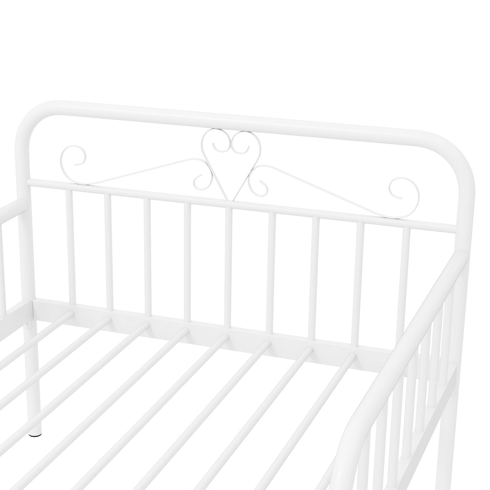 Extendable Metal Daybed to Twin Size Bed with Guardrails and Armrests, White Bunk Bed Frame at Gallery Canada