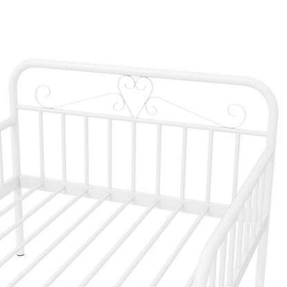 Extendable Metal Daybed to Twin Size Bed with Guardrails and Armrests, White Bunk Bed Frame at Gallery Canada