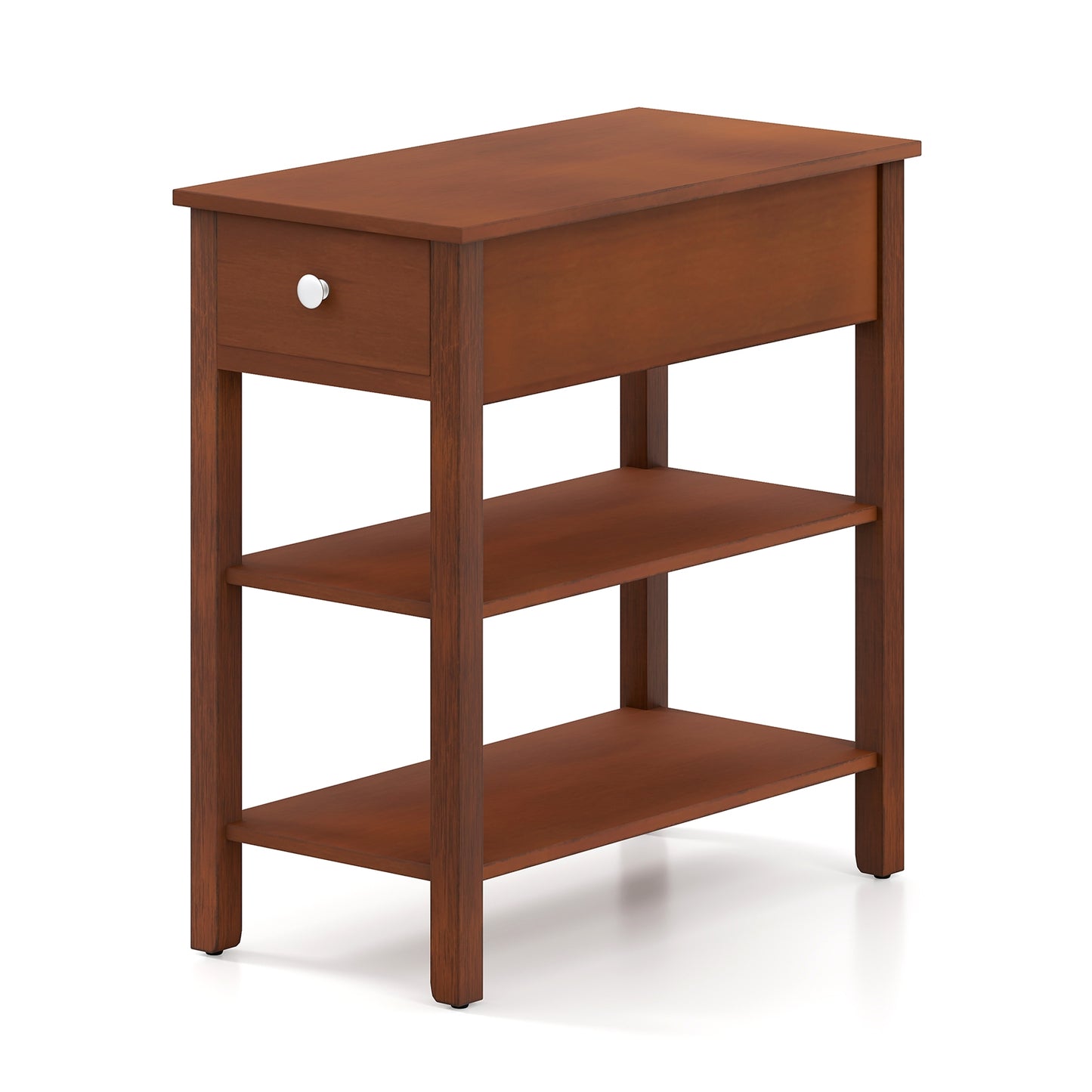 3-Tier Narrow End Table With Drawer, Storage Shelves, Brown End & Side Tables at Gallery Canada