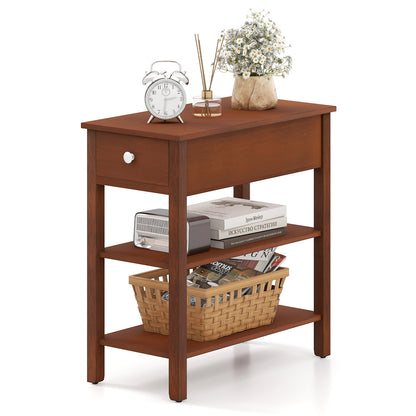 3-Tier Narrow End Table with Drawer and Storage Shelves, Brown End & Side Tables at Gallery Canada