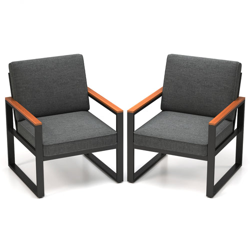 Aluminum Sofa Armchairs Set Of 2, Modern Patio Balcony, Grey