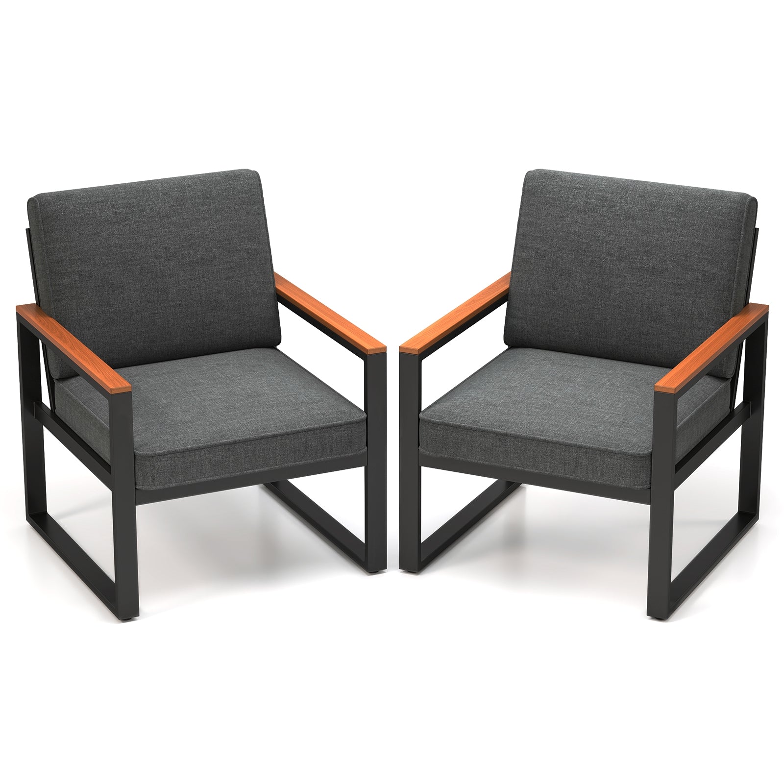 Aluminum Sofa Armchairs Set Of 2, Modern Patio Balcony, Grey Patio Dining Chairs at Gallery Canada