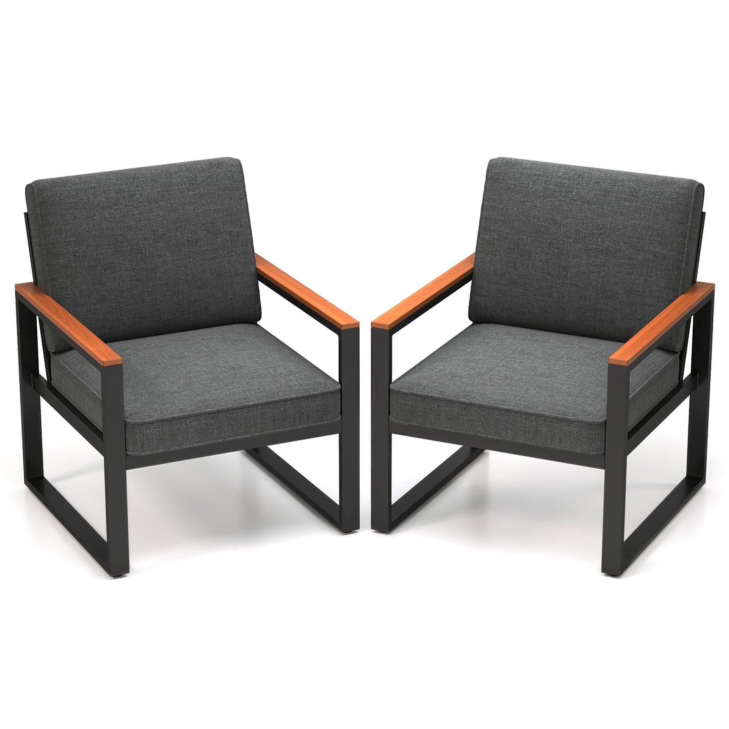 Aluminum Sofa Armchairs Set Of 2, Modern Patio Balcony, Grey Patio Dining Chairs at Gallery Canada