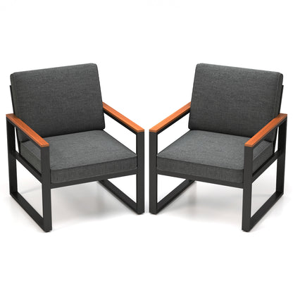 Aluminum Sofa Armchairs Set Of 2, Modern Patio Balcony, Grey Patio Dining Chairs at Gallery Canada