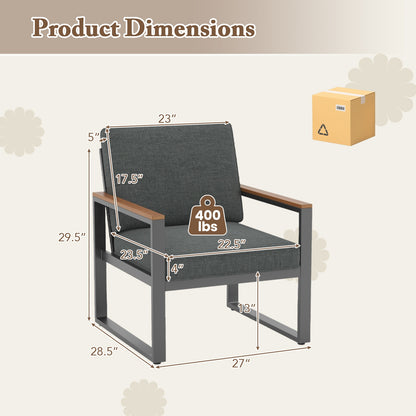 Patio Aluminum Sofa Modern Armchairs Set of 2 for Balcony-Grey, Gray Patio Dining Chairs at Gallery Canada