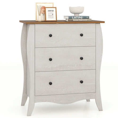 Dresser for Bedroom with 3 Folding Fabric Drawers and Anti-tipping Kit, Gray