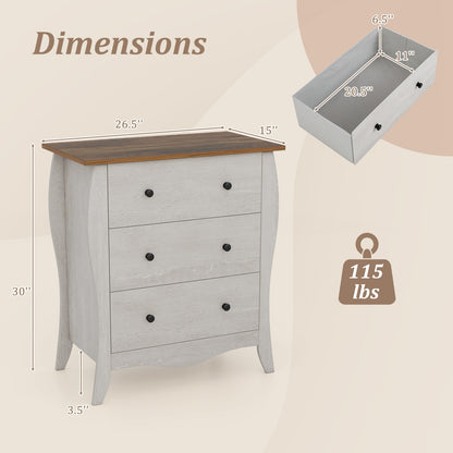 Dresser for Bedroom with 3 Folding Fabric Drawers and Anti-tipping Kit, Gray Nightstands at Gallery Canada