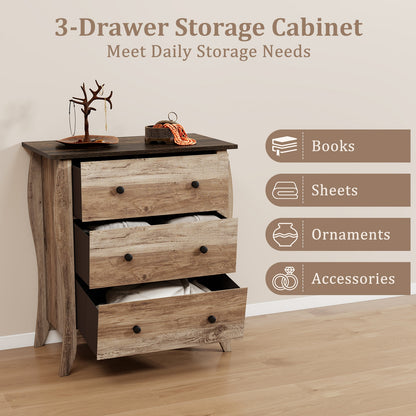 Dresser for Bedroom with 3 Folding Fabric Drawers and Anti-tipping Kit, Brown Nightstands at Gallery Canada
