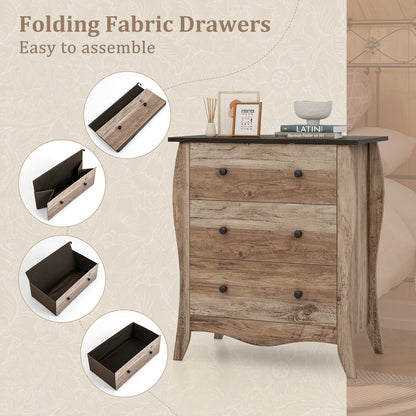 Dresser for Bedroom with 3 Folding Fabric Drawers and Anti-tipping Kit, Brown Nightstands at Gallery Canada