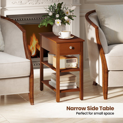 3-Tier Narrow End Table with Drawer and Storage Shelves, Brown End & Side Tables at Gallery Canada