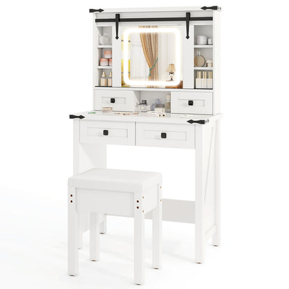 Makeup Vanity Desk with Mirror and Adjustable Storage Shelves, White Makeup Vanities at Gallery Canada