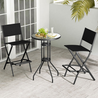 Folding Bar Stools, Set of 2, With Backrest and Footrest, Black Patio Bar Furniture at Gallery Canada