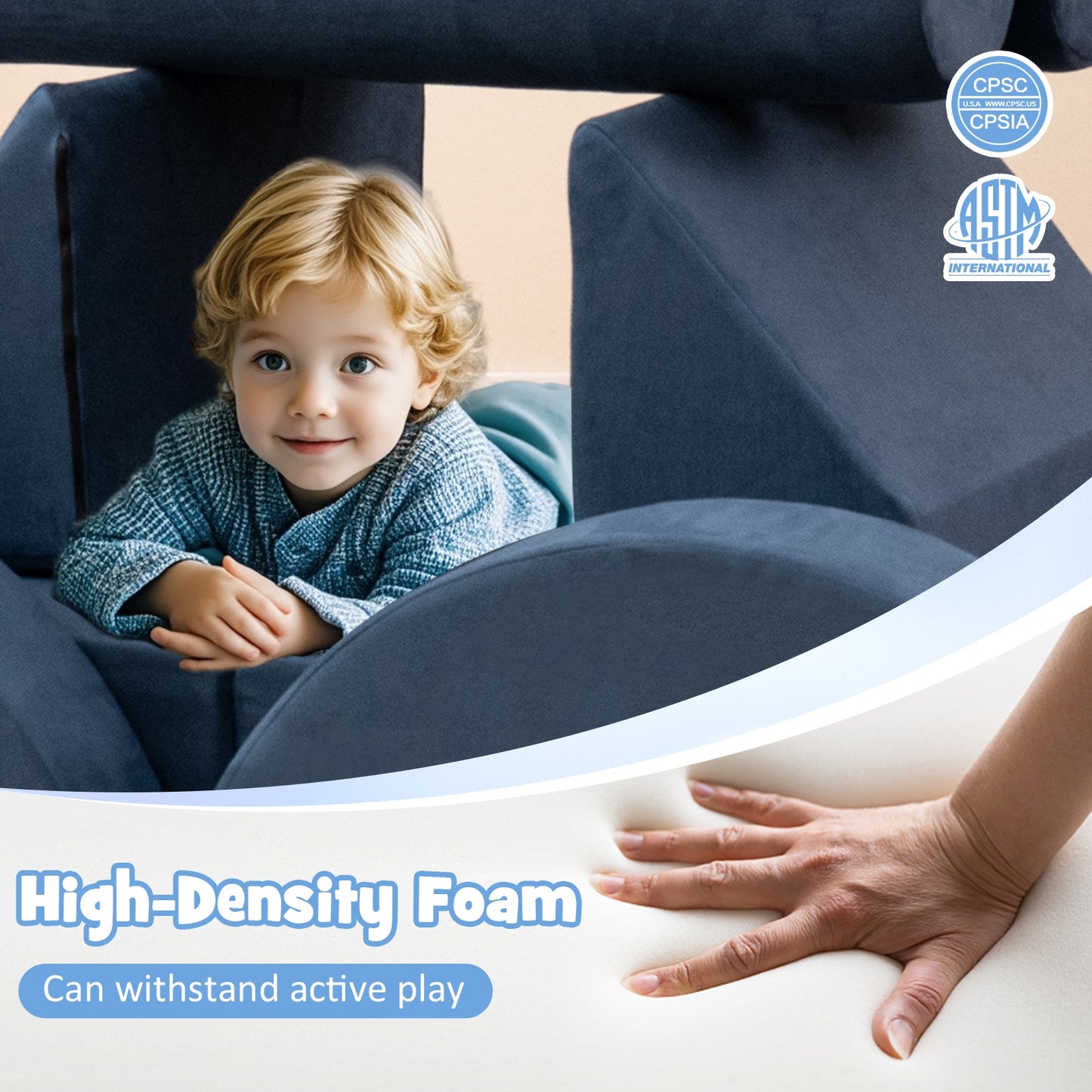 Canapé de jeu modulable pour enfants, 13 pièces, Bleu